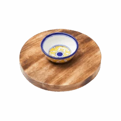 Jalini Wood Cheese Board + Ceramic Condiment Bowl Set