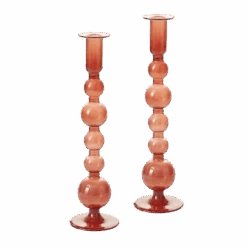 Suzette Amber Glass Candle Holder Set Of 2