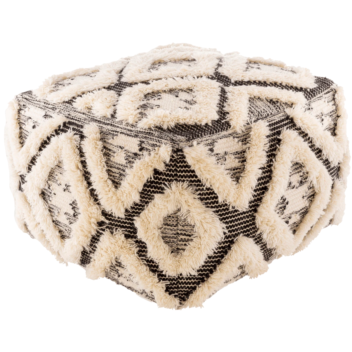 Black Diamond Shag Pouf 1 Black Diamond Shag Pouf