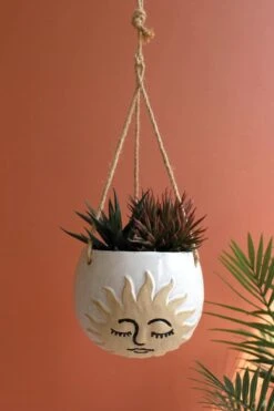 Sun Ceramic Hanging Planter -Home Touch Sale Store CDV2180 1