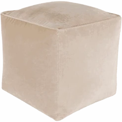 Cream Cotton Velvet Pouf
