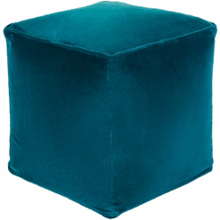 Peacock Blue Cotton Velvet Pouf