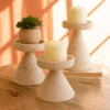 Satomi Speckled Clay Pillar Candle Holders - Set Of 3
