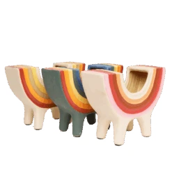 Rainbow Bowl In Neutral By Jungalow® -Home Touch Sale Store JUNGALOW RAINBOW PLANTER GROUP 01