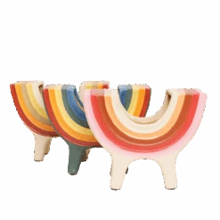 Rainbow Bowl In Pink By Jungalow® -Home Touch Sale Store JUNGALOW RAINBOW PLANTER GROUP 02