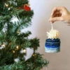 Blue Gradient Pom Pom Basket Holiday Ornament