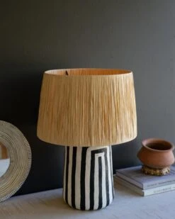 Araceli Paper Mache Black & White Table Lamp -Home Touch Sale Store NAST1002 1 PhotoRoom