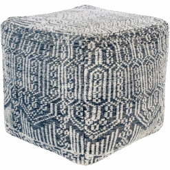 Navy Putri Hand Knotted Pouf