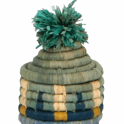 Blue Patterned Pom Pom Basket Holiday Ornament -Home Touch Sale Store OO.20142 Detail 1800x1800 PhotoRoom