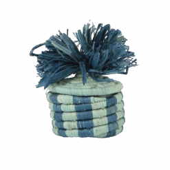 Bright Blue Pom Pom Basket Holiday Ornament