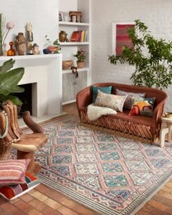 Peach Ele Pillow By Justina Blakeney® X Loloi -Home Touch Sale Store P012P0957SAMLPI15 roomscene 9