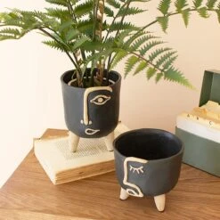 Footed Face Planter Set -Home Touch Sale Store ceramicplanter2