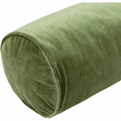 Cotton Velvet Bolster Pillow In Green -Home Touch Sale Store greenpillow2