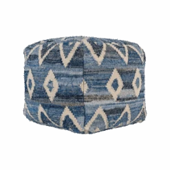 Indigo Stitched Pouf
