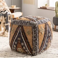 Jute Tan Pouf -Home Touch Sale Store lupf003 styleshot 201
