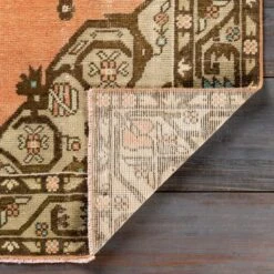 Vintage Apricot Wool Rug -Home Touch Sale Store ooak1155 fold