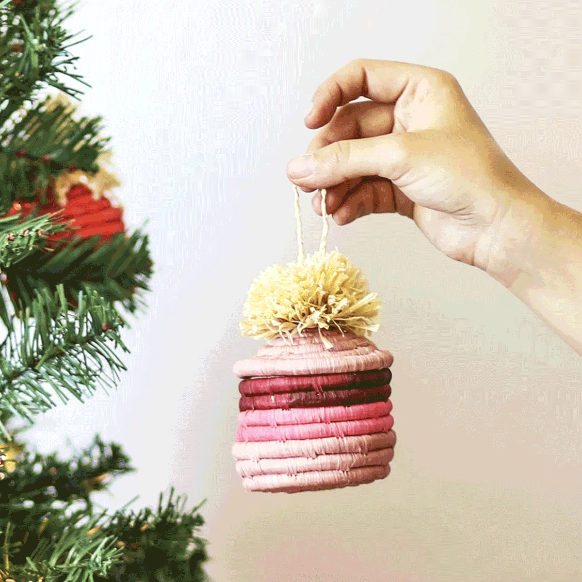 Pink Pom Pom Basket Ornament 3 Pink Pom Pom Basket Ornament - Image 3