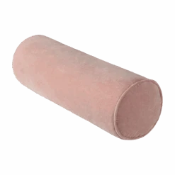 Cotton Velvet Bolster Pillow In Pink