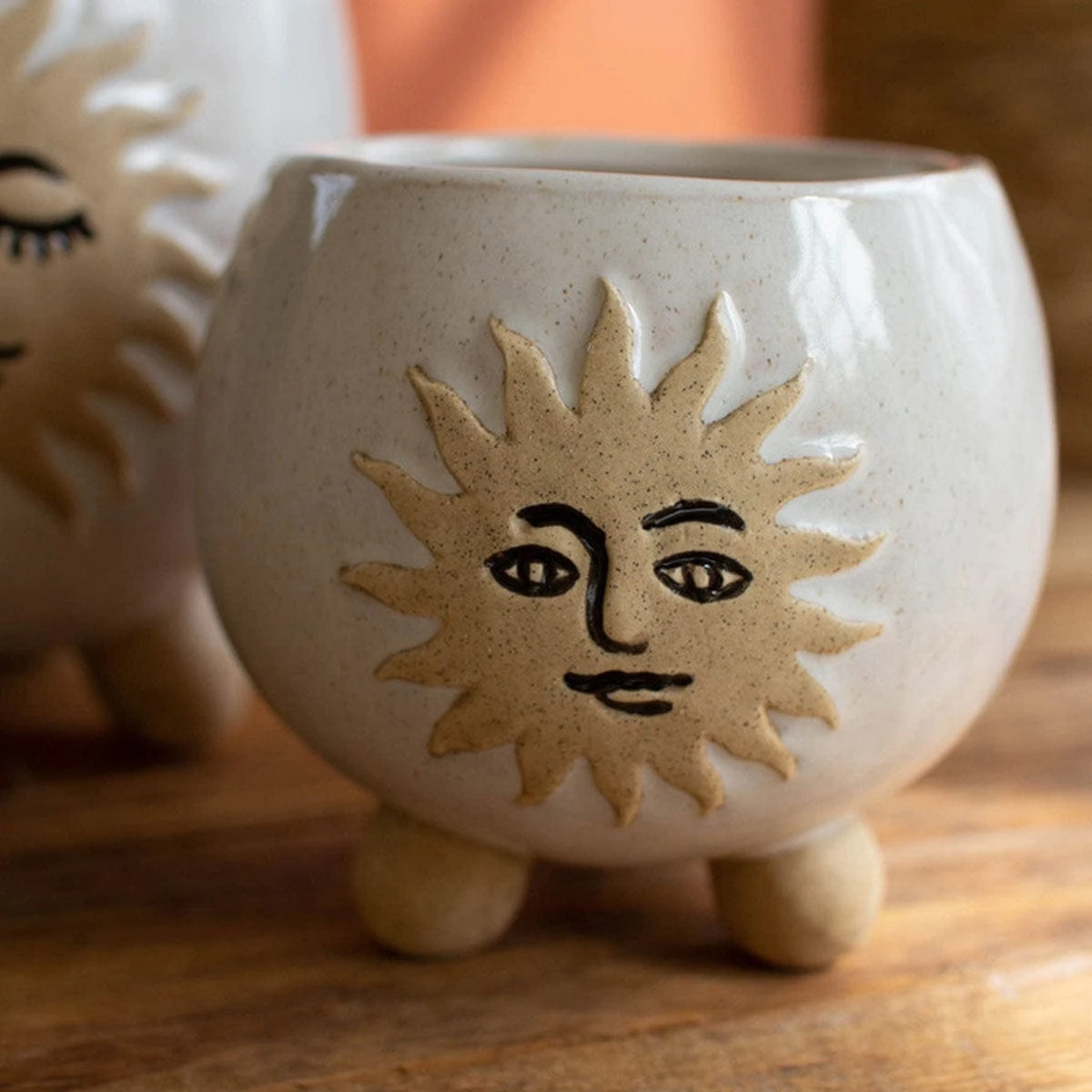 Ceramic Sun Planter Set 2 Ceramic Sun Planter Set - Image 2