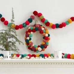 Colorful Pom Pom Garland -Home Touch Sale Store pompomgarland2