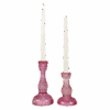 Rose Glass Candlestick Holder Set