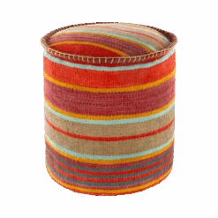 Striped Jute Pouf
