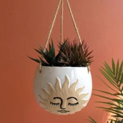 Sun Ceramic Hanging Planter