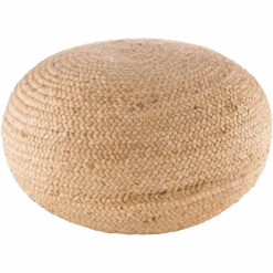 Braided Jute Round Pouf